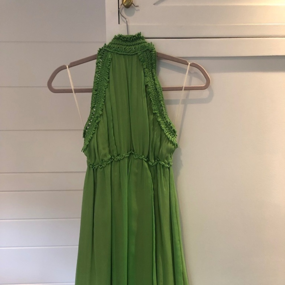 Max Studio Halter green silk dress